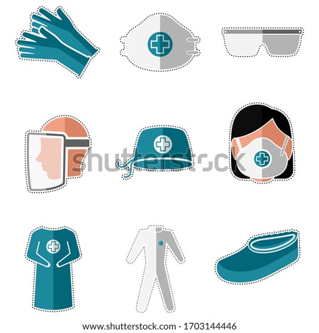 Stickers of medical protection icons set - Vector