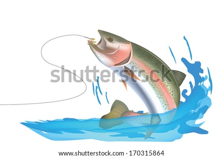 Salmon trout with reel Royalty-Free Stock Photo #170315864