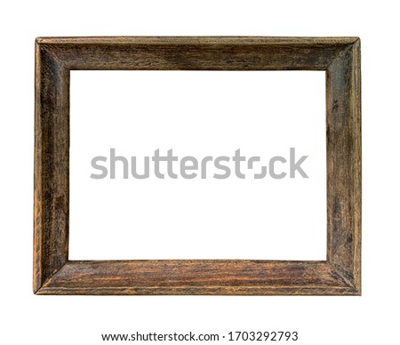 Old rustic scratches picture frame isolated on white background use for show something