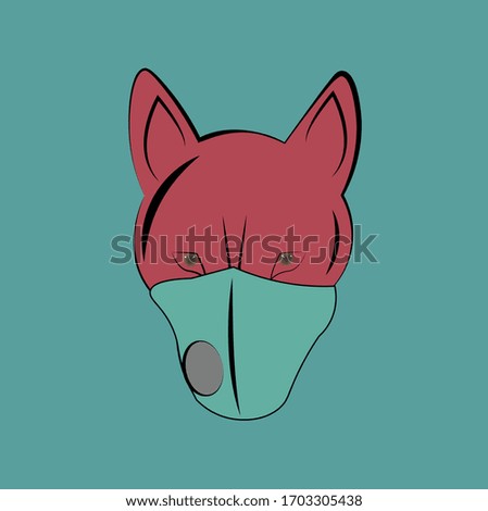 Vector image of dog. Dog in a medical mask. Pandemic. COVID-19.