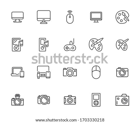 Big set of Hobby line icons. Vector illustration isolated on a white background. Premium quality symbols. Stroke vector icons for concept or web graphics. Simple thin line signs. 