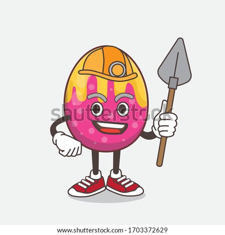 An illustration of Easter Egg cartoon mascot character as cool miner