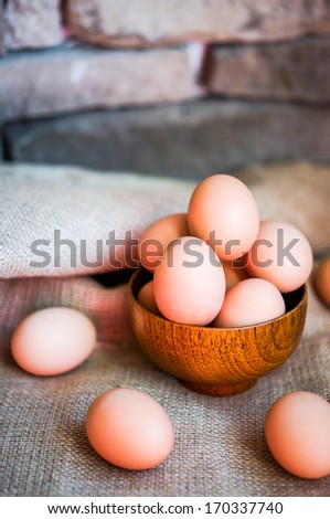 Farm raised brown chicken eggs 