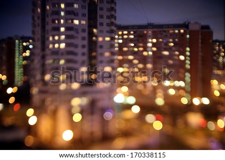 Abstract lights, flash circle, night city