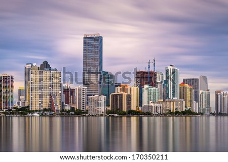 Skyline of Miami, Florida, USA.