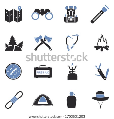 Expedition Icons. Two Tone Flat Design. Vector Illustration.
