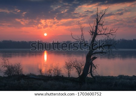 Sunrise over the Vistula river near Konstancin-Jeziorna, Poland
