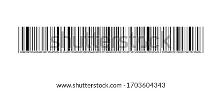 Vector black bar code stripe isolated on white background, random numbers, barcode template.