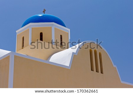 Traditional Greek Orthodox church in Santorini, Greece 