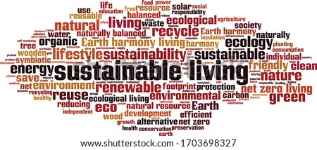 Sustainable living word cloud concept. Collage made of words about sustainable living. Vector illustration