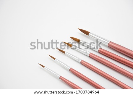 
Different types of water color brush isolated white background