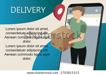 Isometric flat vector landing page template of express delivery service, courier service, goods shipping, food online ordering. Free delivery, online buy, ecommerce shop logistic illustration.