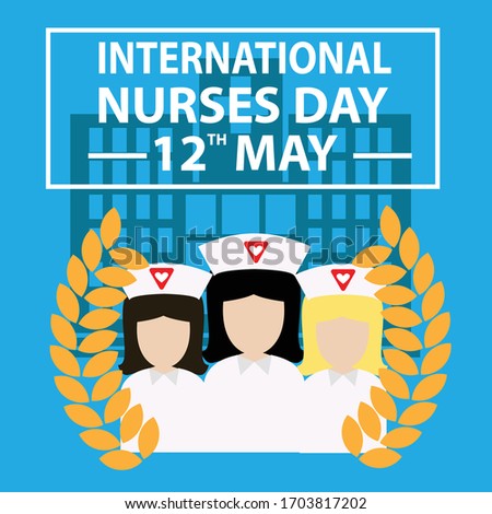 12 May. International Nurse Day background. Close-up of nurse Vector flat illustration.