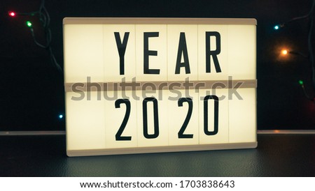 blacklight box isolated with text "year 2020" 