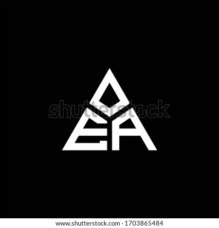 EA monogram logo with 3 pieces shape isolated on triangle design template
