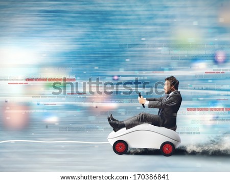 Concept of fast internet with running mouse Royalty-Free Stock Photo #170386841