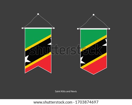 Saint Kitts and Nevis flag in various shape, Soccer Flag Pennant Vector ,Vector illustration.