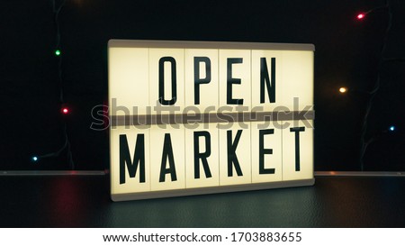 blacklight box isolated with text "open market" 