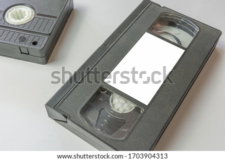 shot of VHS video tapes on white background