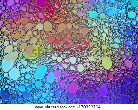 Abstract multicolor water oil soap bubbles mixed texture. Colorful background. Close-up shot