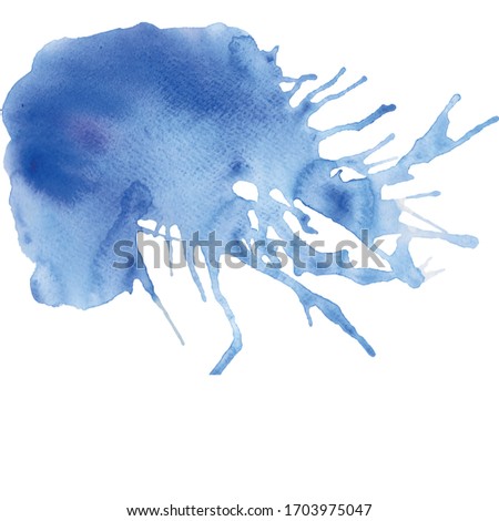 Splash, blot, watercolor texture, artistic grungy paint drop, jellyfish silhouette.