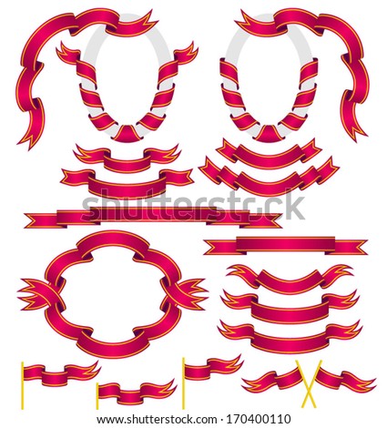 Set of red ribbons