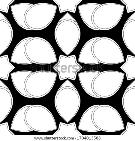Vector sketch with motley ornament on a black background. Seamless pattern in white colors.