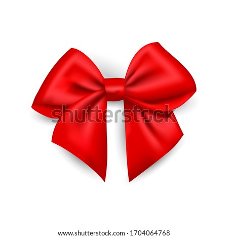 Realistic red bow made of satin ribbon, Vector isolated bow for the design of compositions, illustration. Use it as a clipart on a white or transparent background