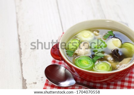 cock a leekie soup, scottish traditional cuisine Royalty-Free Stock Photo #1704070558