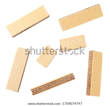 Set of wafers with chocolate on white background. Isolated Royalty-Free Stock Photo #1704074797