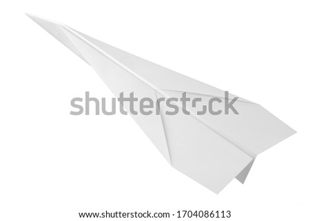 White paper dart plane from above isolated on white with clipping path