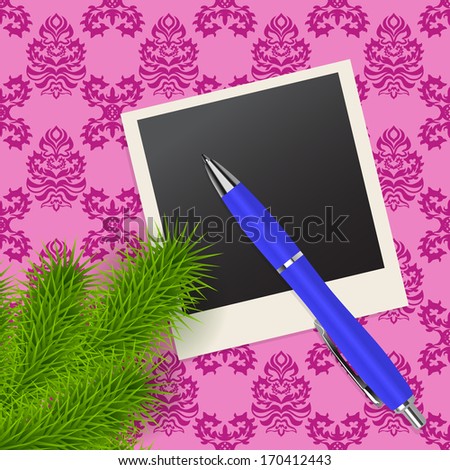 blue pen and photo frame