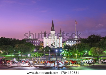 New Orleans, Louisiana, USA view at Jackson Square at night.