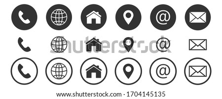 web icon, contact us icon, blog and social media round signs Royalty-Free Stock Photo #1704145135