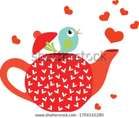 Little bird going out of love teapot