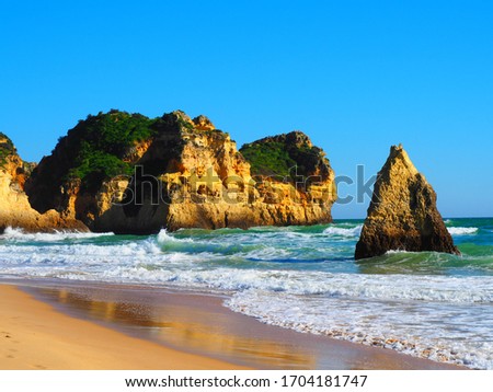 Landscape of the coast in Portimao, Algarve, Portugal