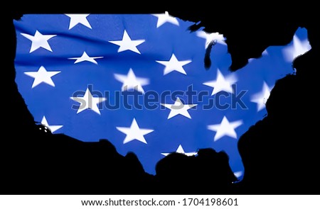 3D-Illustration of a USA flag  in the map of the United States of America