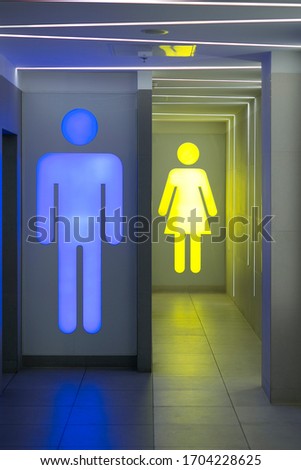 public toilet. illuminated by LED light