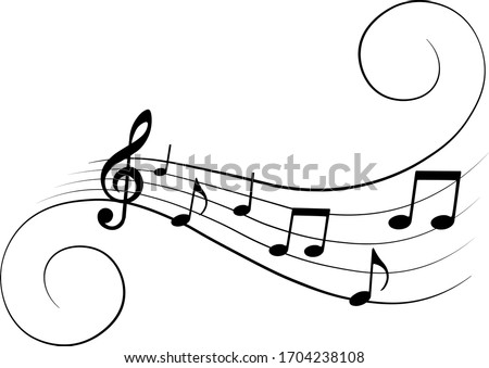 Music notes, ornamental musical design element, vector illustration.