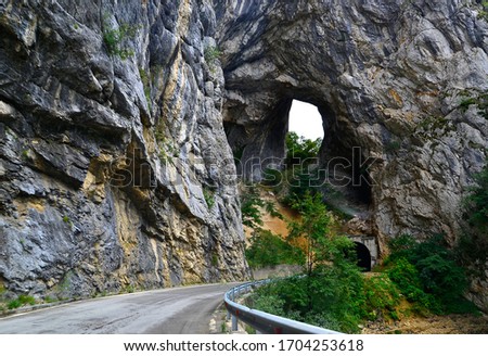 Tunnel on the road in National Park Durmitor, Montenegro.