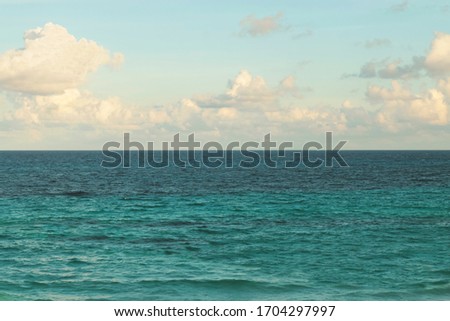 Seascape with cloudy sky of Cancun

