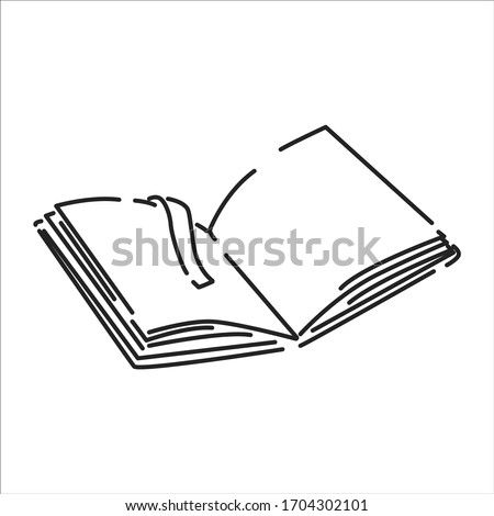 Open book black line icon. Book in expanded form, which can be immediately read. Pictogram for web page, mobile app, promo. UI UX GUI design element. Editable stroke