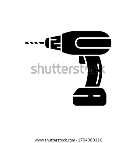 Silhouette Power screwdriver icon. Outline logo of hand drilling machine. Black simple illustration of professional tool, perforator. Flat isolated vector emblem on white background