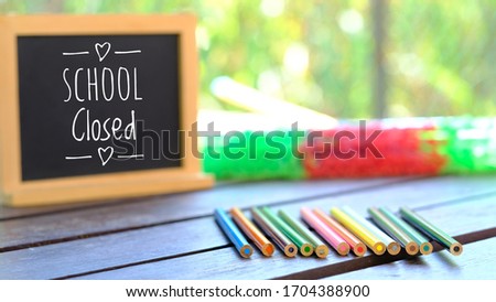 Small Mini Blackboard with Colour pencils and caption.