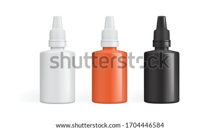 eye drops, drops for the ears, drops for the nose or packaging for glue. vector illustration isolated on white background