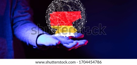 map of Germany. Wire frame 3D mesh polygonal network line, design
