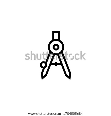 Draw with compass vector icon in linear, outline icon isolated on white background