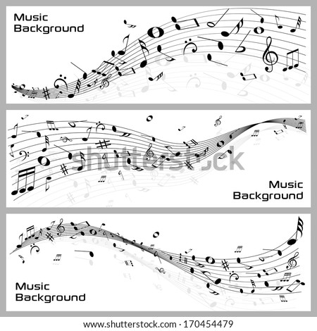 easy to edit vector illustration of wavy music notes banner