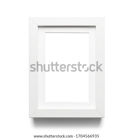 White vertical empty frame, isolated on white background