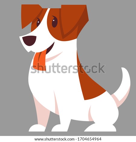 Sitting Jack Russell Terrier dog. Cute pets in cartoon style.